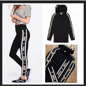 PINK VS BLING DOGGIE HOODIE / YOGA LEGGINGS OUTFIT SET LARGE